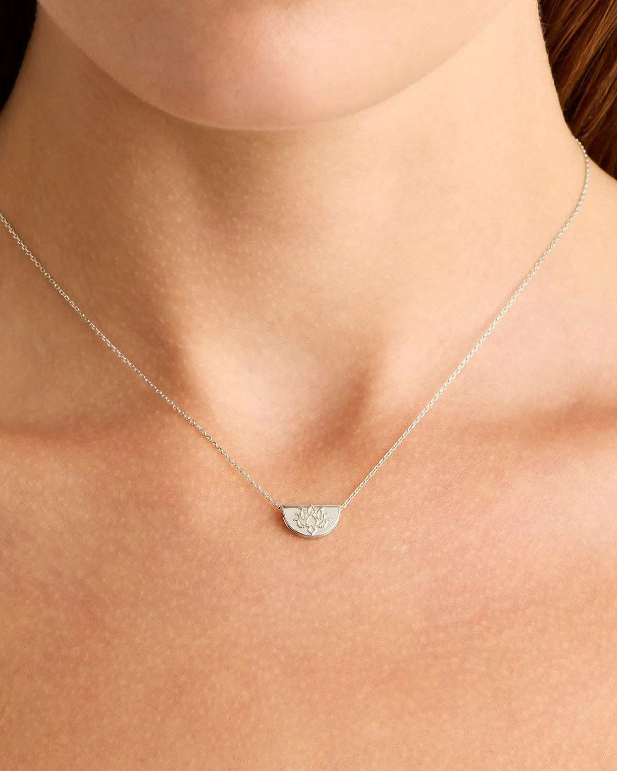 14k Solid White Gold Mini Lotus Necklace Bycharlotte