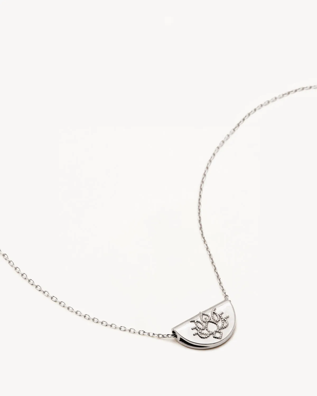 14k Solid White Gold Mini Lotus Necklace Bycharlotte