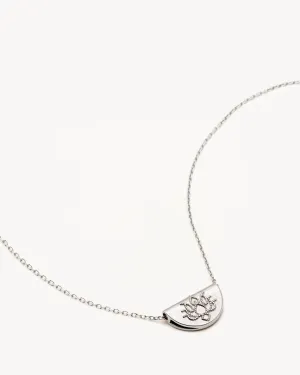 14k Solid White Gold Mini Lotus Necklace Bycharlotte