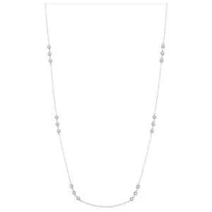 14K White Gold Bezel 1cttw Three Stone Diamond Station Necklace