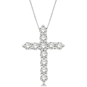 14K White Gold Cross Diamond Pendant