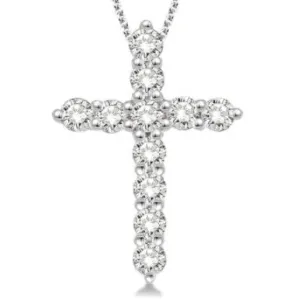 14K White Gold Cross Diamond Pendant