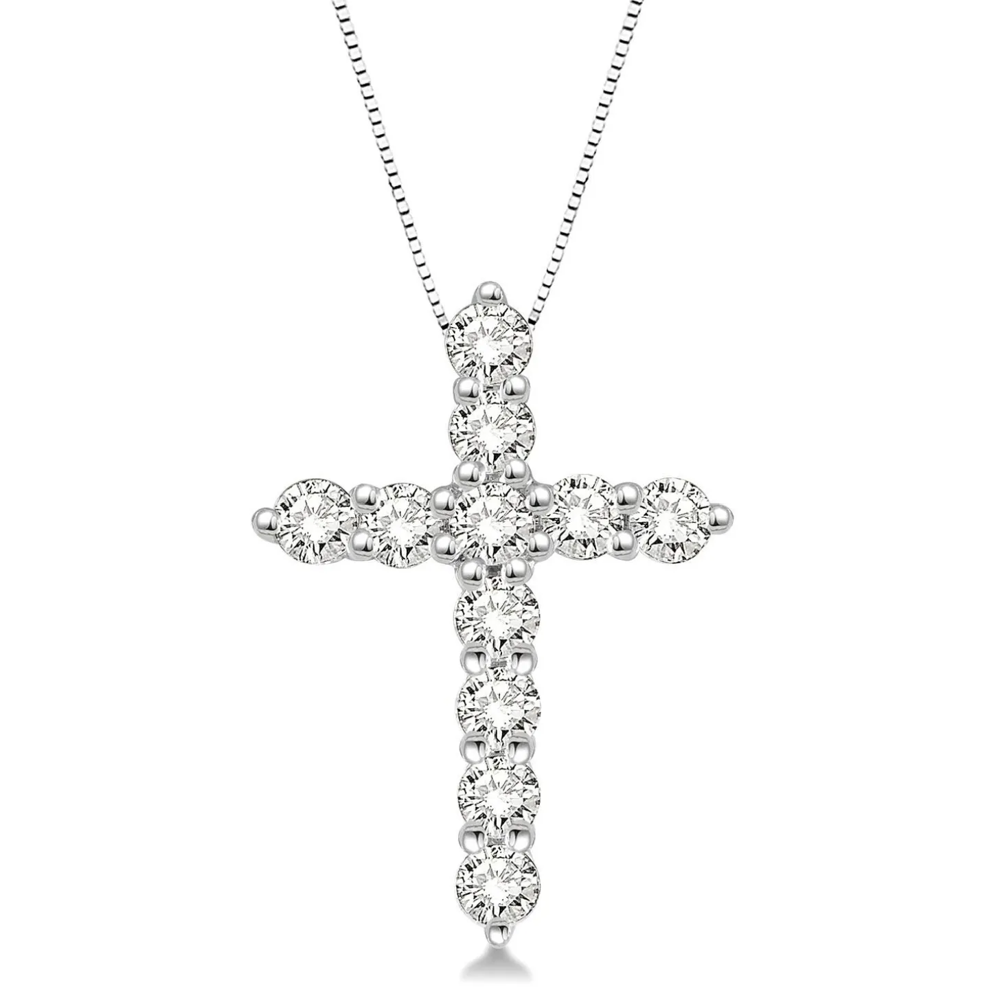 14K White Gold Cross Diamond Pendant