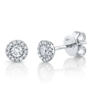 14K White Gold Diamond Cluster Stud Earrings