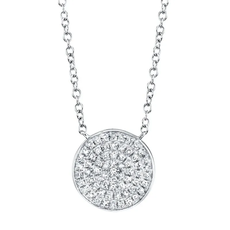 14K White Gold Diamond Pavé Circle Pendant