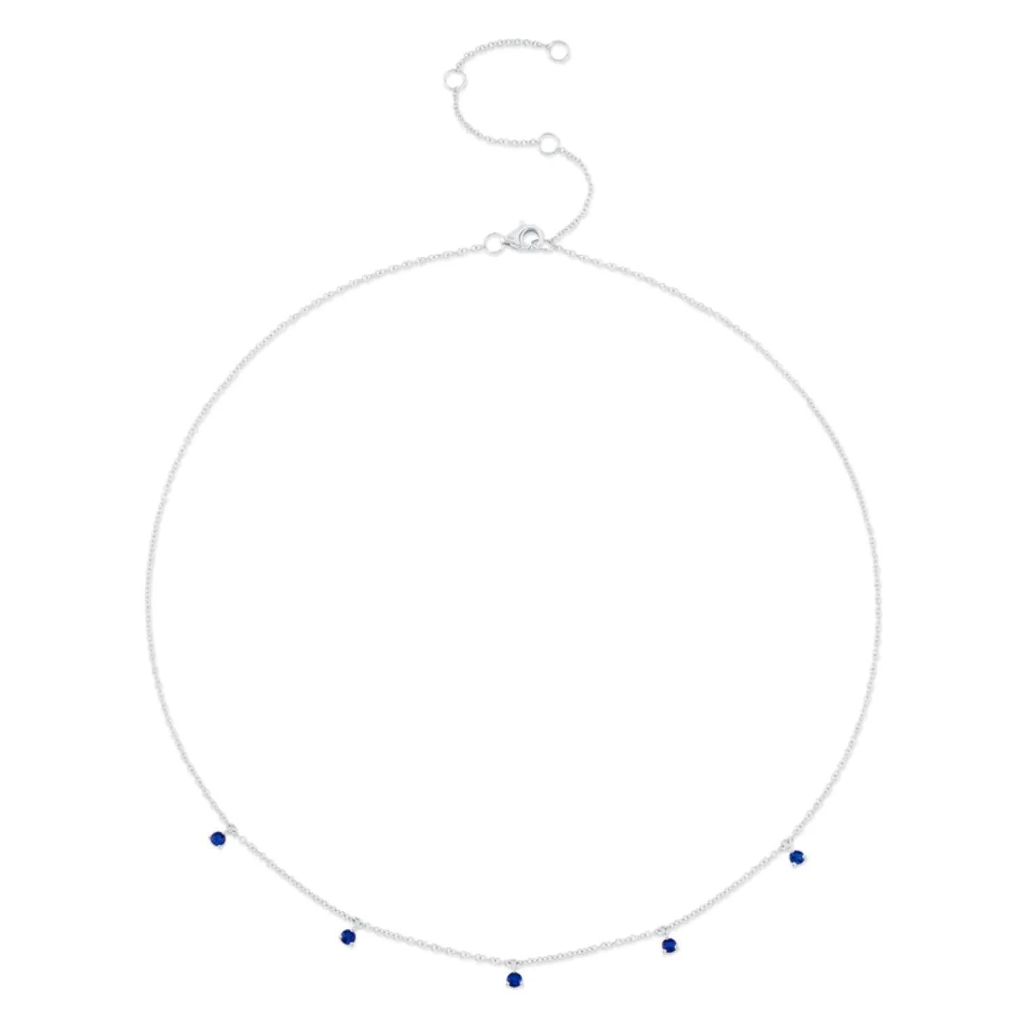 14K White Gold Sapphire Droplet Necklace