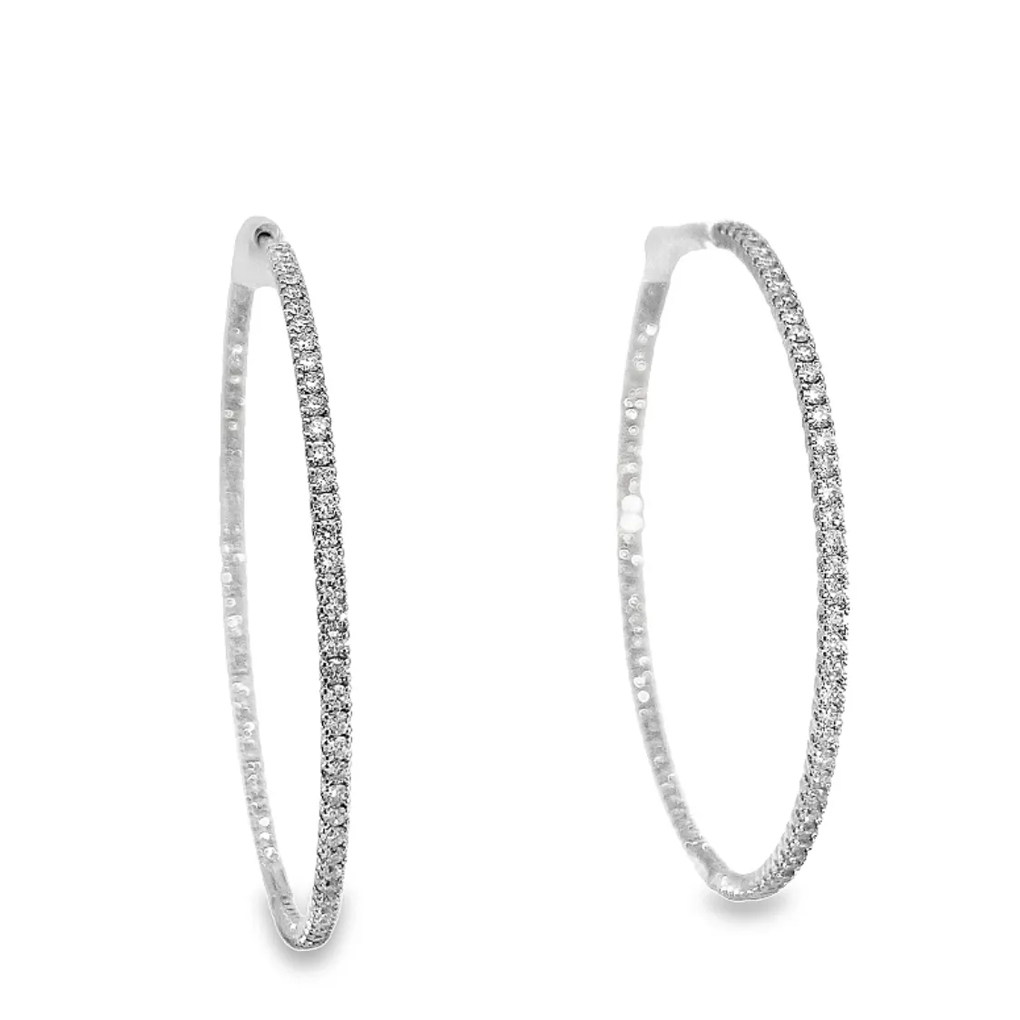 14K White Gold XL Diamond Inside Out Hoops