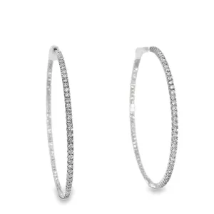 14K White Gold XL Diamond Inside Out Hoops