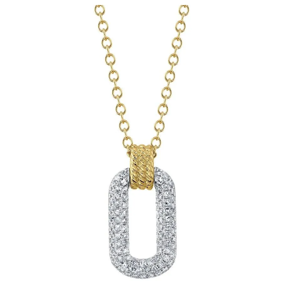 14K Yellow & White Gold Diamond Paperclip Necklace