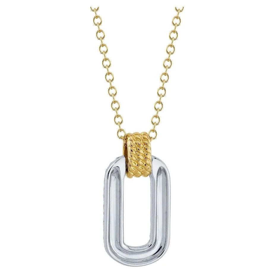 14K Yellow & White Gold Diamond Paperclip Necklace