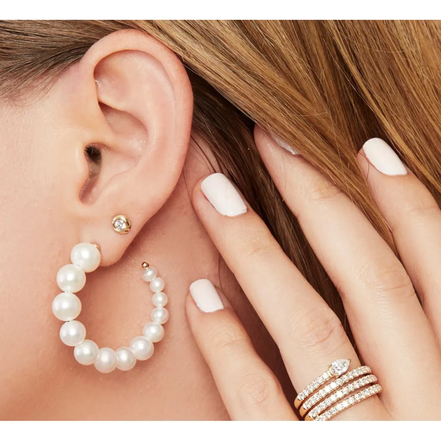 14K Yellow Gold Cultured Pearl Hoops