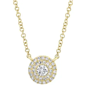 14K Yellow Gold Diamond Circle Pendant