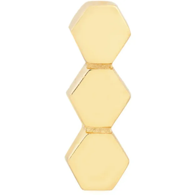 14k Yellow Gold Honeycomb Bar Stud Earrings