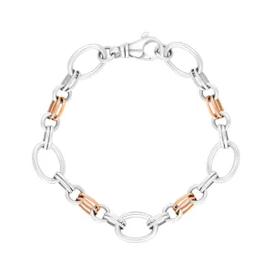 18ct Rose Gold Sterling Silver Double Link Handmade Bracelet