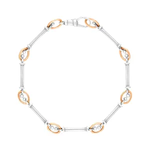 18ct Rose Gold Sterling Silver Handmade Baton Link Bracelet