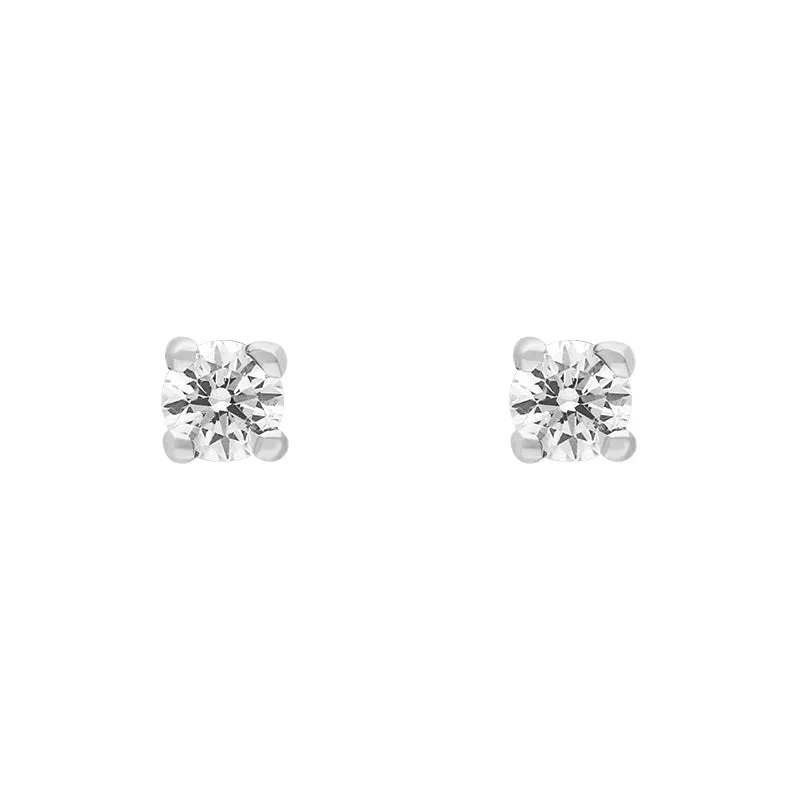 18ct White Gold 0.15ct Diamond Solitaire Brilliant Cut Stud Earrings