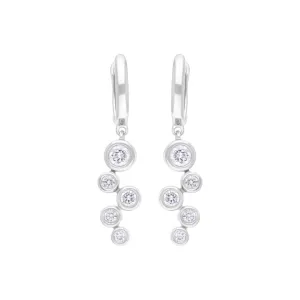 18ct White Gold 0.39ct 5 Stone Diamond Bubble Drop Hoop Earrings