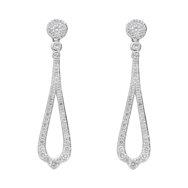 18ct White Gold 0.44ct Diamond Open Pear Drop Earrings