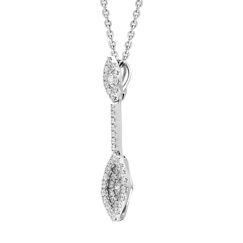 18ct White Gold 0.45ct Diamond Marquise Drop Necklace