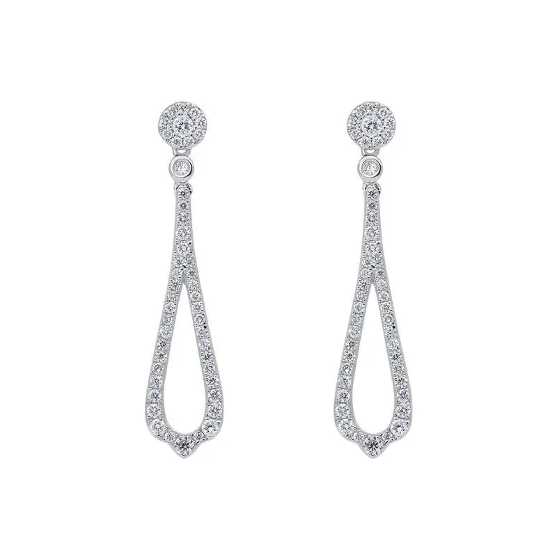 18ct White Gold 0.45ct Diamond Open Pear Drop Earrings