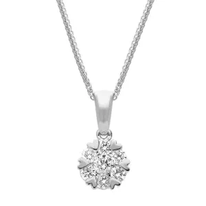 18ct White Gold 0.46ct Diamond Cluster Heart Edged Necklace