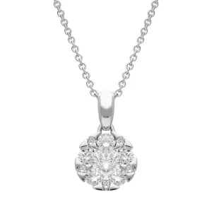 18ct White Gold 0.46ct Diamond Triangle Heart Edged Necklace