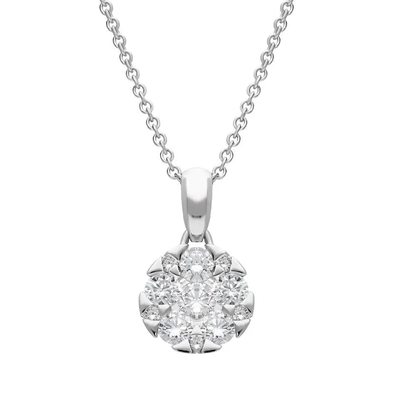 18ct White Gold 0.46ct Diamond Triangle Heart Edged Necklace