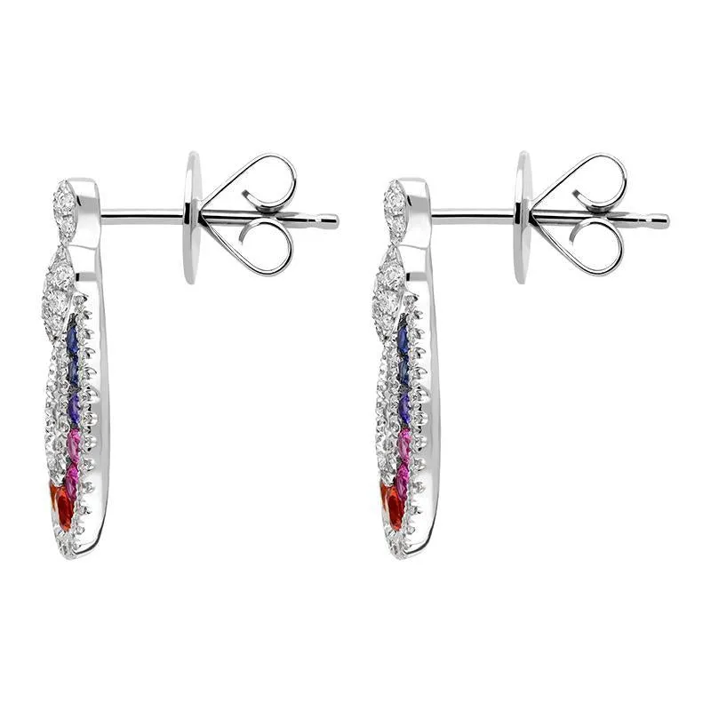 18ct White Gold 0.52ct Mixed Sapphire 0.81ct Diamond Open Pear Drop Earrings