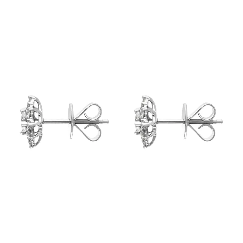 18ct White Gold 0.56ct Diamond Star Cluster Stud Earrings
