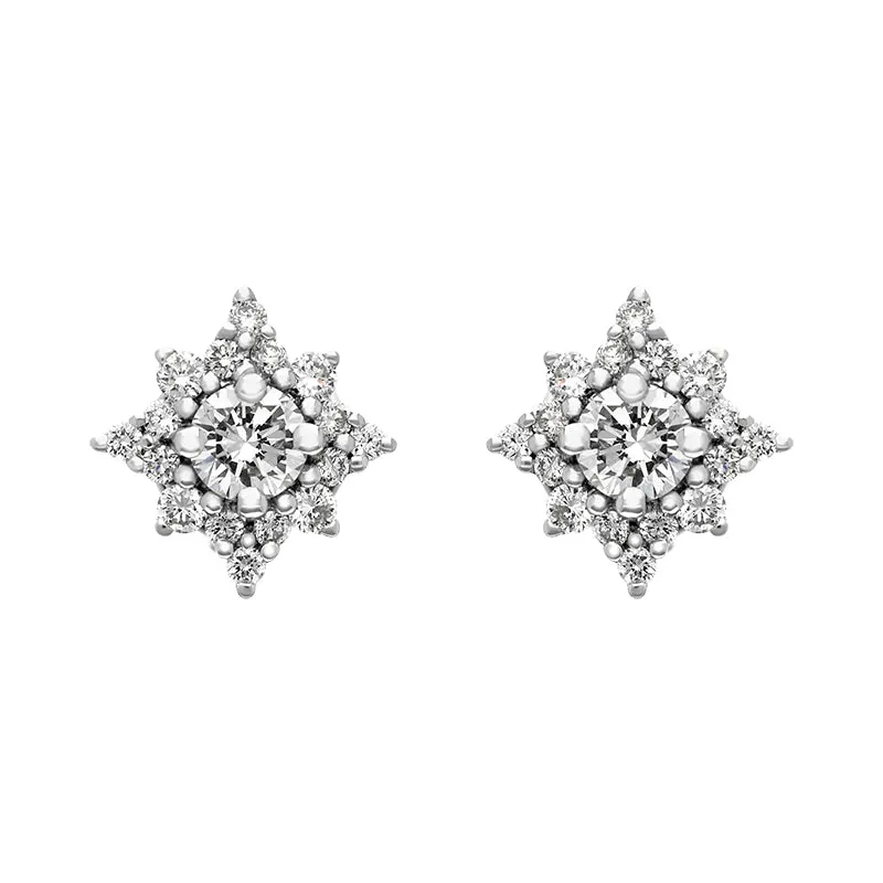 18ct White Gold 0.56ct Diamond Star Cluster Stud Earrings