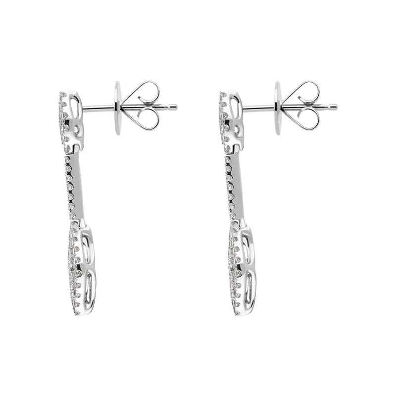 18ct White Gold 0.88ct Diamond Marquise Drop Earrings