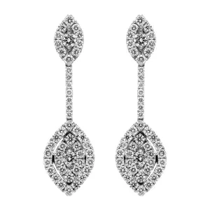 18ct White Gold 0.88ct Diamond Marquise Drop Earrings