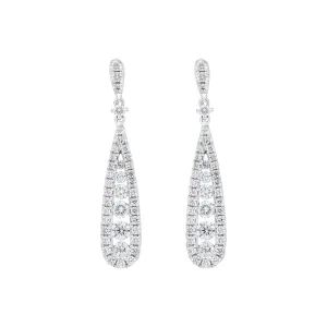 18ct White Gold 0.93ct Diamond Graduated Drop Earrings