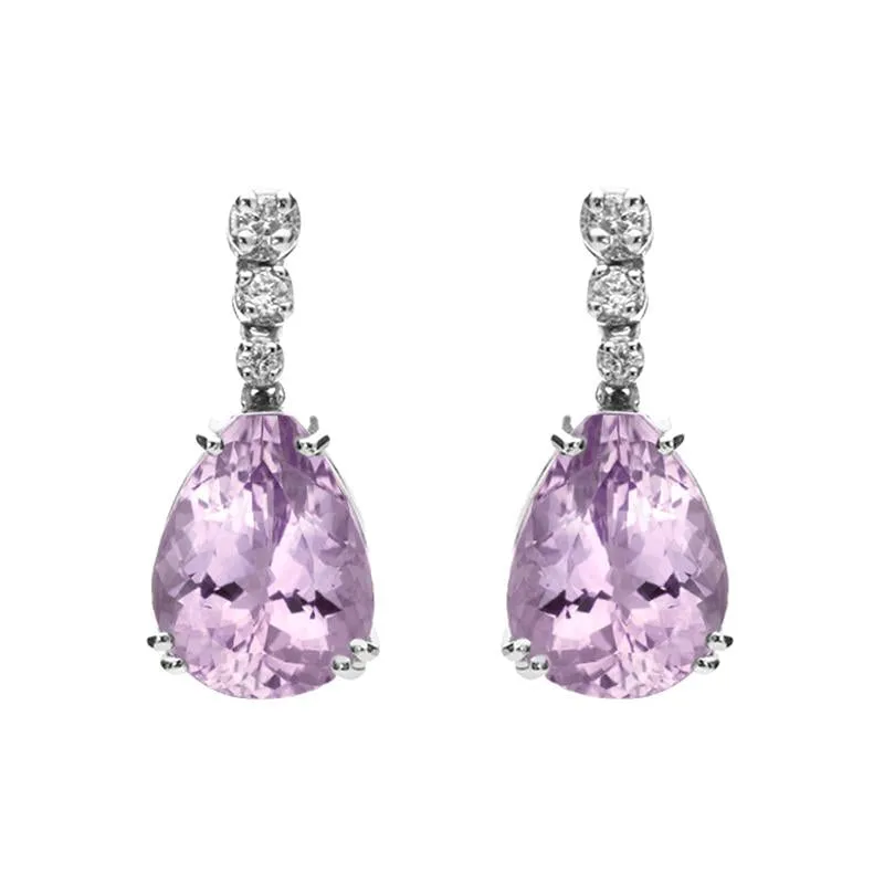 18ct White Gold 8.22ct Amethyst Diamond Drop Earrings
