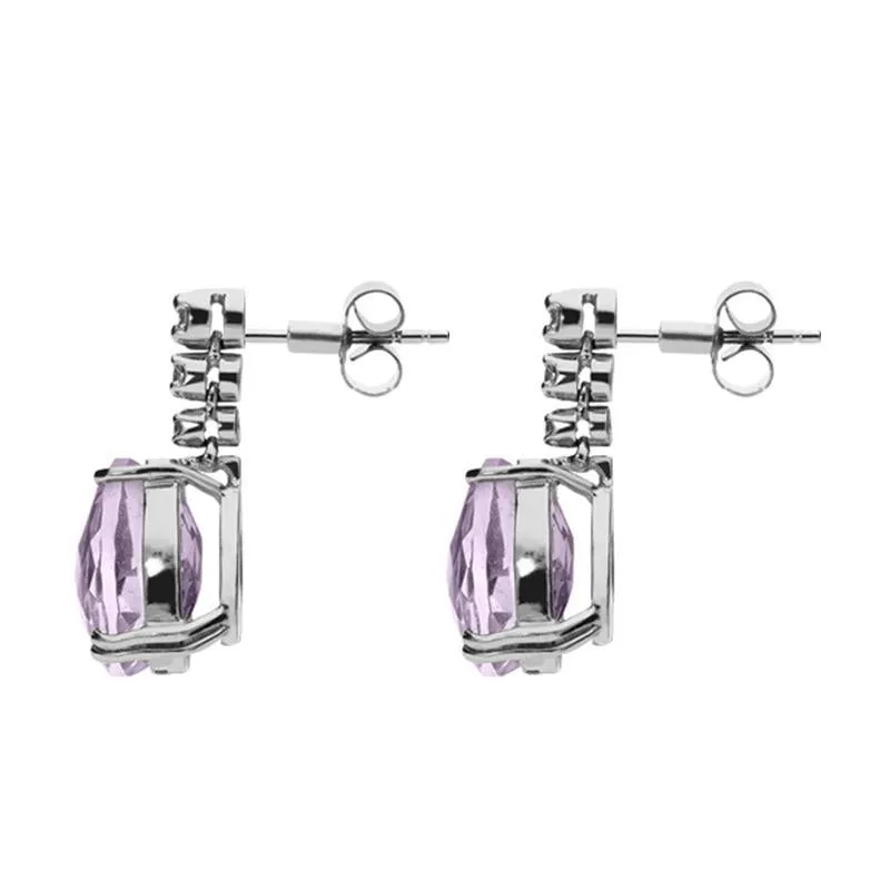 18ct White Gold 8.22ct Amethyst Diamond Drop Earrings