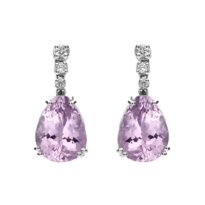18ct White Gold 8.22ct Amethyst Diamond Drop Earrings