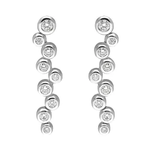 18ct White Gold Diamond Bubble Drop Earrings