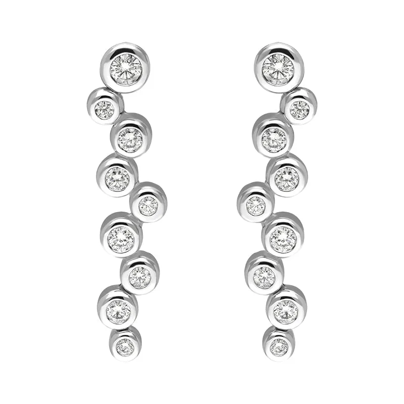 18ct White Gold Diamond Bubble Drop Earrings