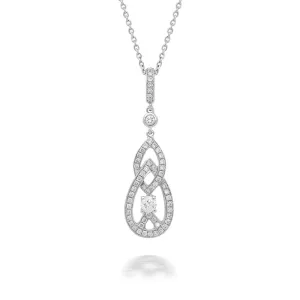 18ct White Gold Diamond Double Marquise Drop Necklace D
