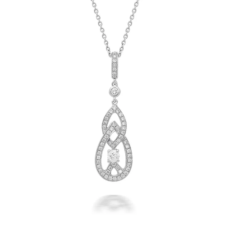 18ct White Gold Diamond Double Marquise Drop Necklace D