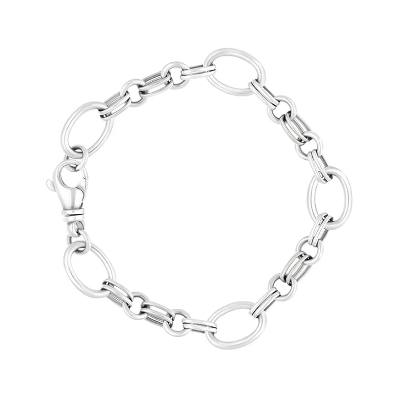 18ct White Gold Double Link Handmade Bracelet