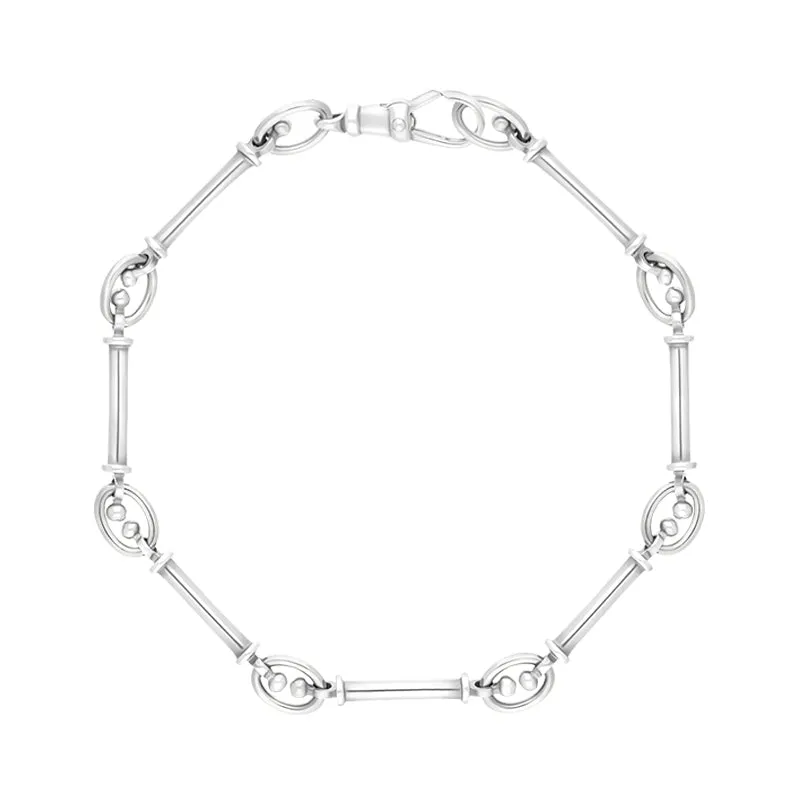 18ct White Gold Handmade Baton Link Bracelet