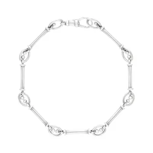 18ct White Gold Handmade Baton Link Bracelet