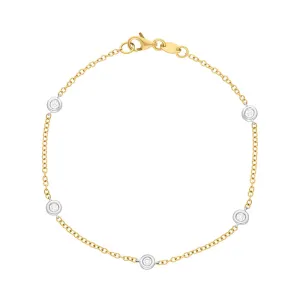 18ct Yellow and White Gold 0.24ct Diamond Chain Link Bracelet