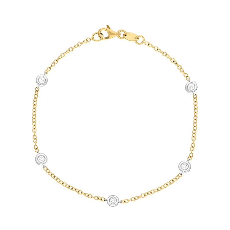 18ct Yellow and White Gold 0.24ct Diamond Chain Link Bracelet