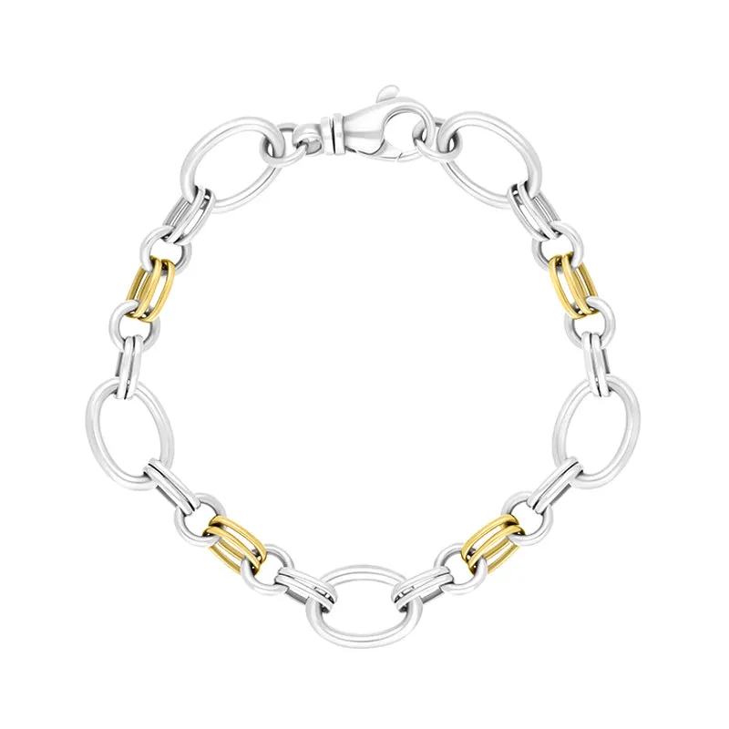 18ct Yellow Gold Sterling Silver Double Link Handmade Bracelet
