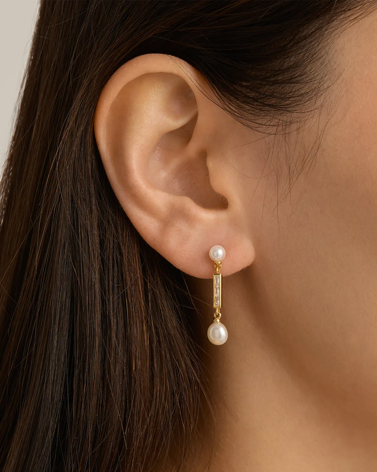 18k Gold Vermeil Breathe Pearl Drop Earrings Bycharlotte