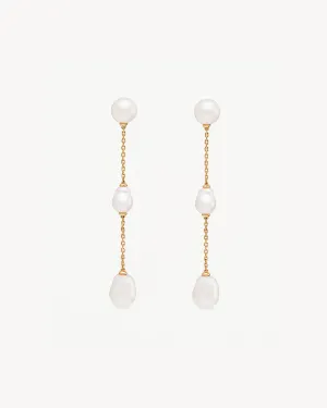 18k Gold Vermeil Forever Moments Pearl Chain Earrings Bycharlotte