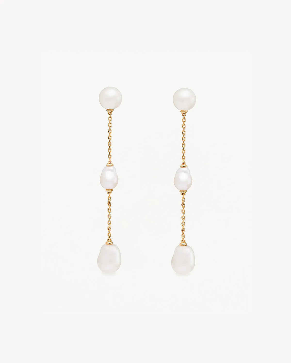 18k Gold Vermeil Forever Moments Pearl Chain Earrings Bycharlotte