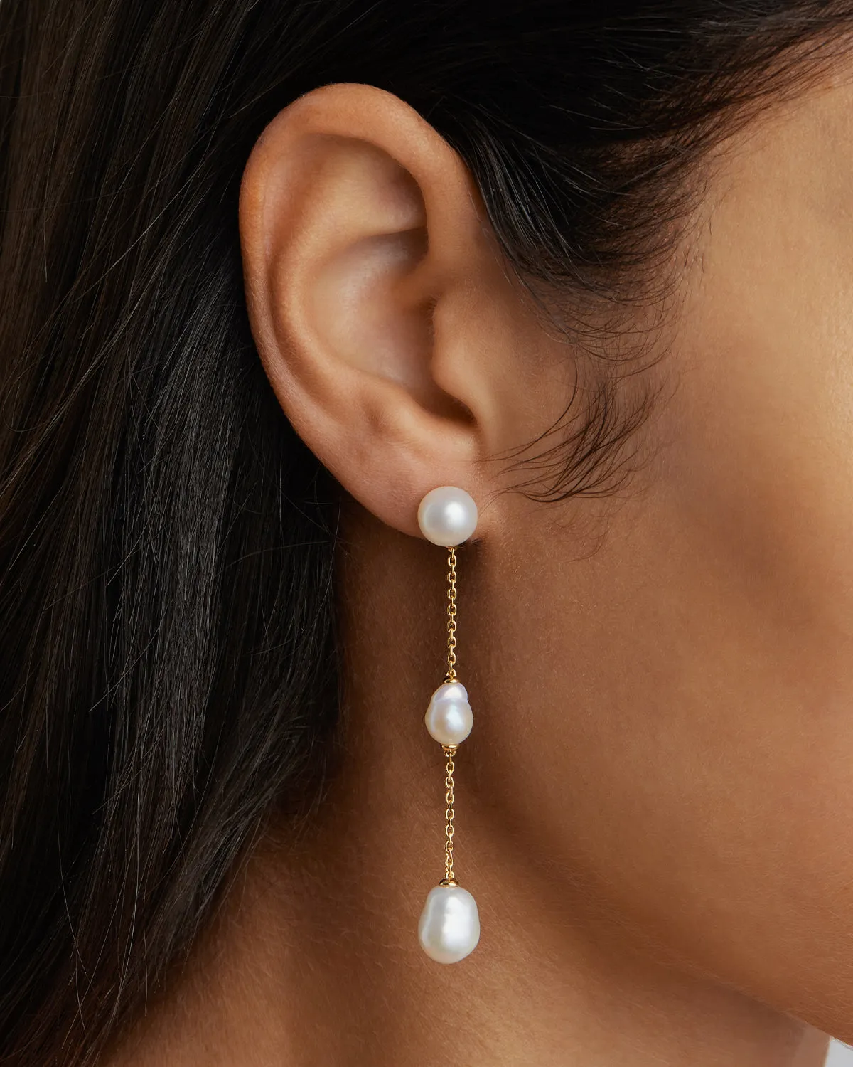 18k Gold Vermeil Forever Moments Pearl Chain Earrings Bycharlotte
